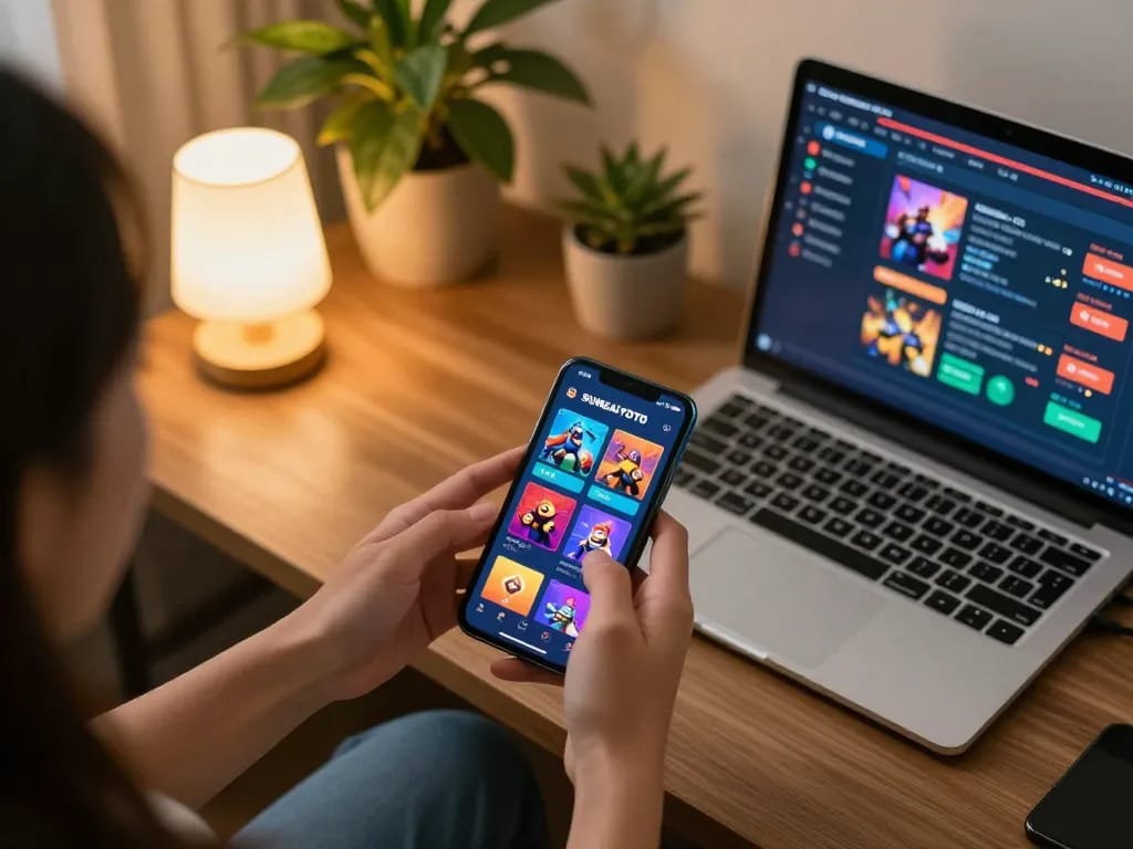 SUNGATOOTO user placing bets on a smartphone during a cozy online gaming session.
