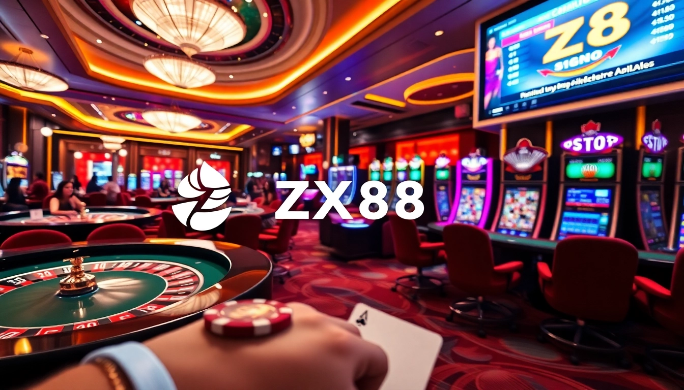 Experience thrilling gameplay at ZX88 with vibrant casino tables and slot machines