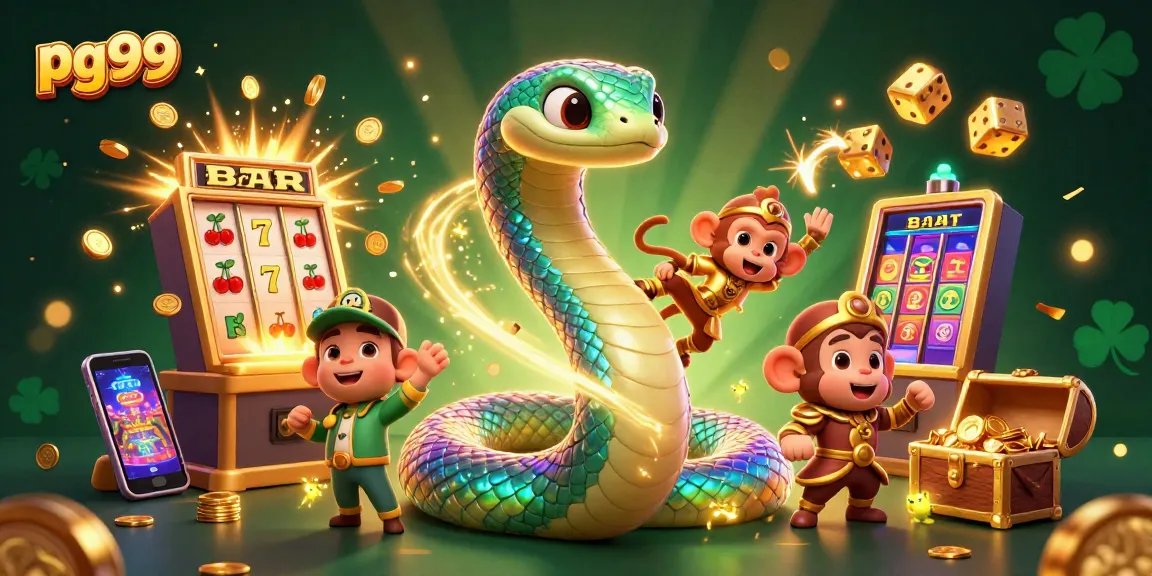 Experience the excitement at pg99 with a vibrant 3D scene showcasing gambling elements and lucky symbols.