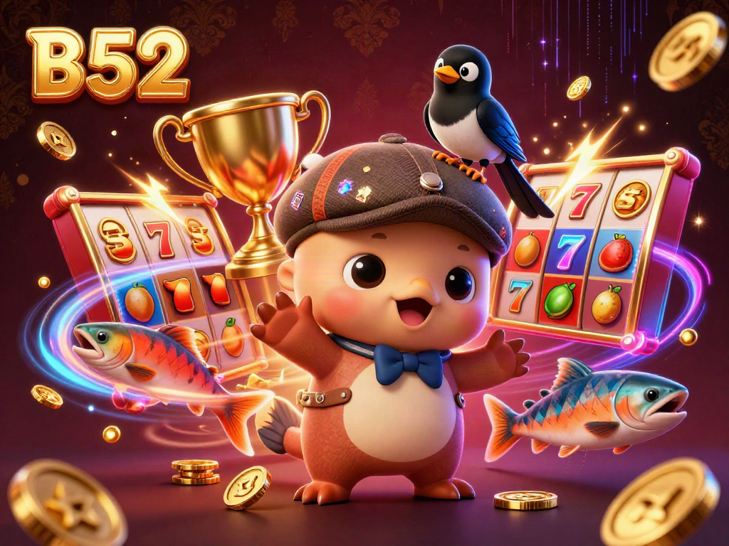 Engage in B52 casino excitement with vibrant slots and cheerful Nessie characters