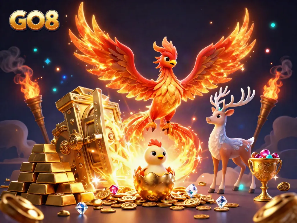 Bet on GO8 and experience thrilling wins in a vibrant casino world filled with golden treasures.