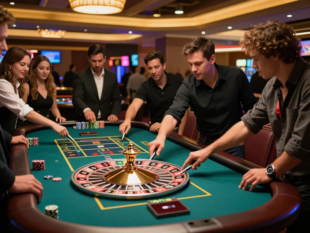 View of TG88 roulette table with engaged players, highlighting excitement in action.