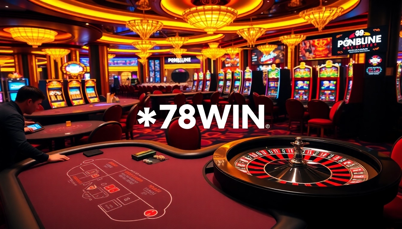 Experience the thrill of 78WIN casino with vibrant tables and exciting slot machines.