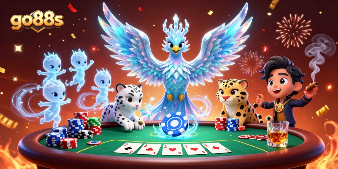 Experience the excitement of go88s with an enchanted poker scene featuring vibrant characters and sparkling casino elements.