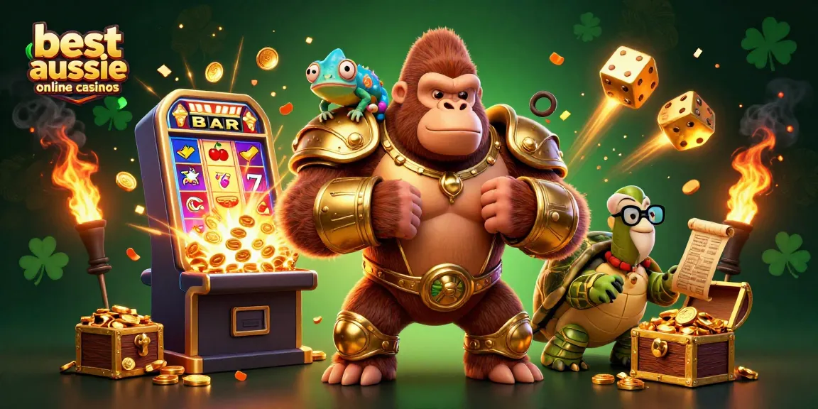 Experience the thrill at the best aussie online casinos with a vibrant 3D casino scene full of excitement.