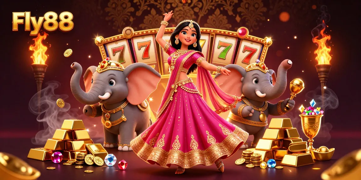 Engage with thrilling Fly88 casino experiences surrounded by vibrant 3D elements and enchanting treasures.