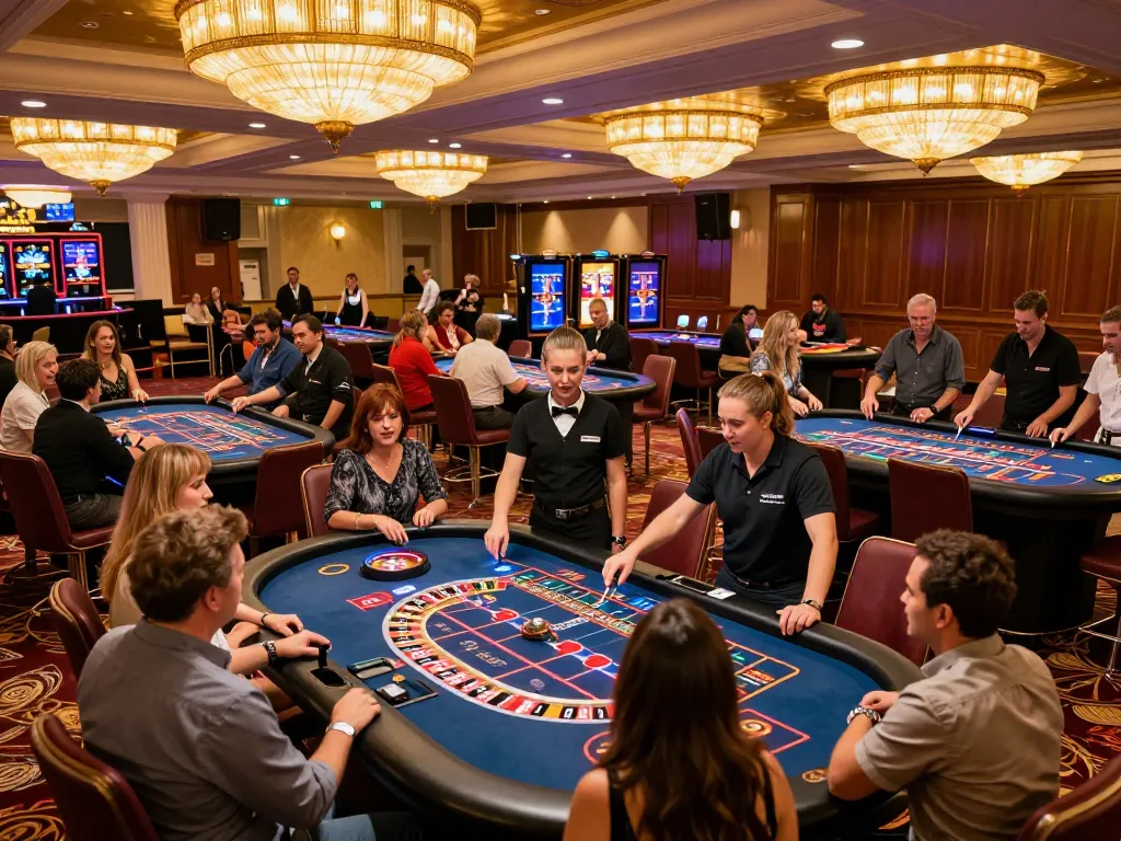 SC88 roulette players at upscale casino table, vibrant gameplay in action