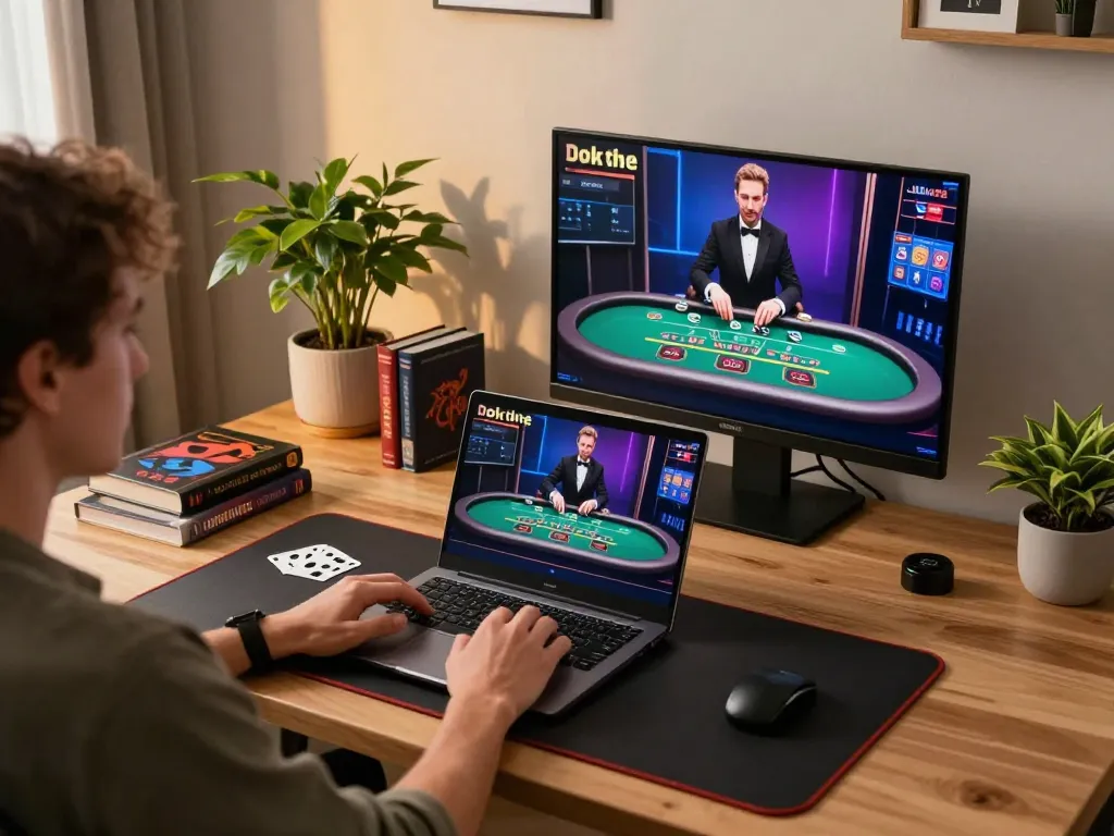 Engaging in live dealer blackjack at home with LV88, showcasing dynamic gameplay and strategic moments.
