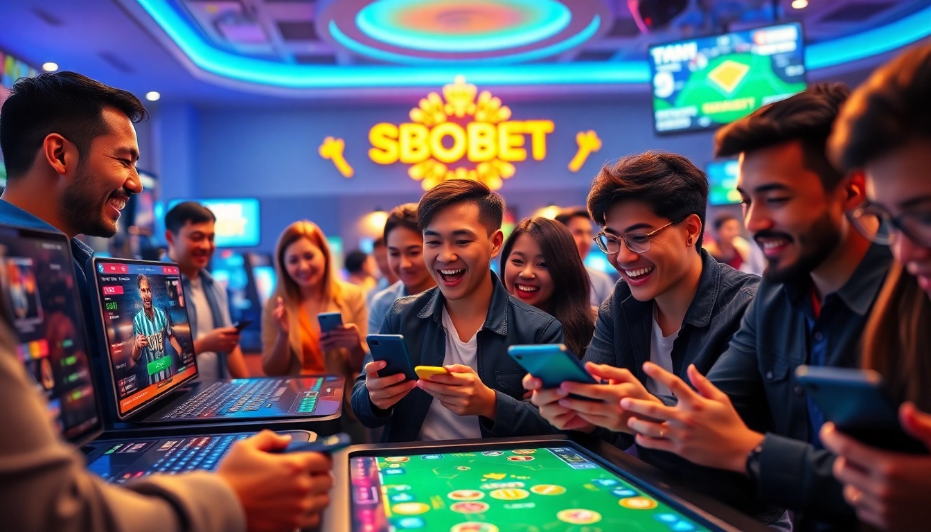 Engaged players enjoying a thrilling experience at sbobet.dance online gambling platform.