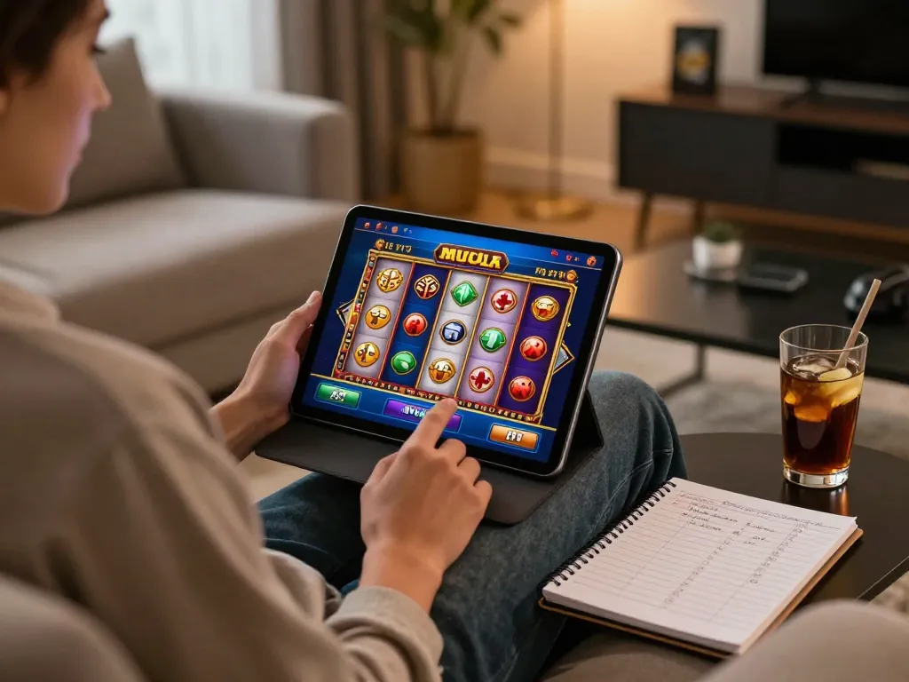 Player enjoying the hay88x online casino app while strategizing on a cozy sofa.