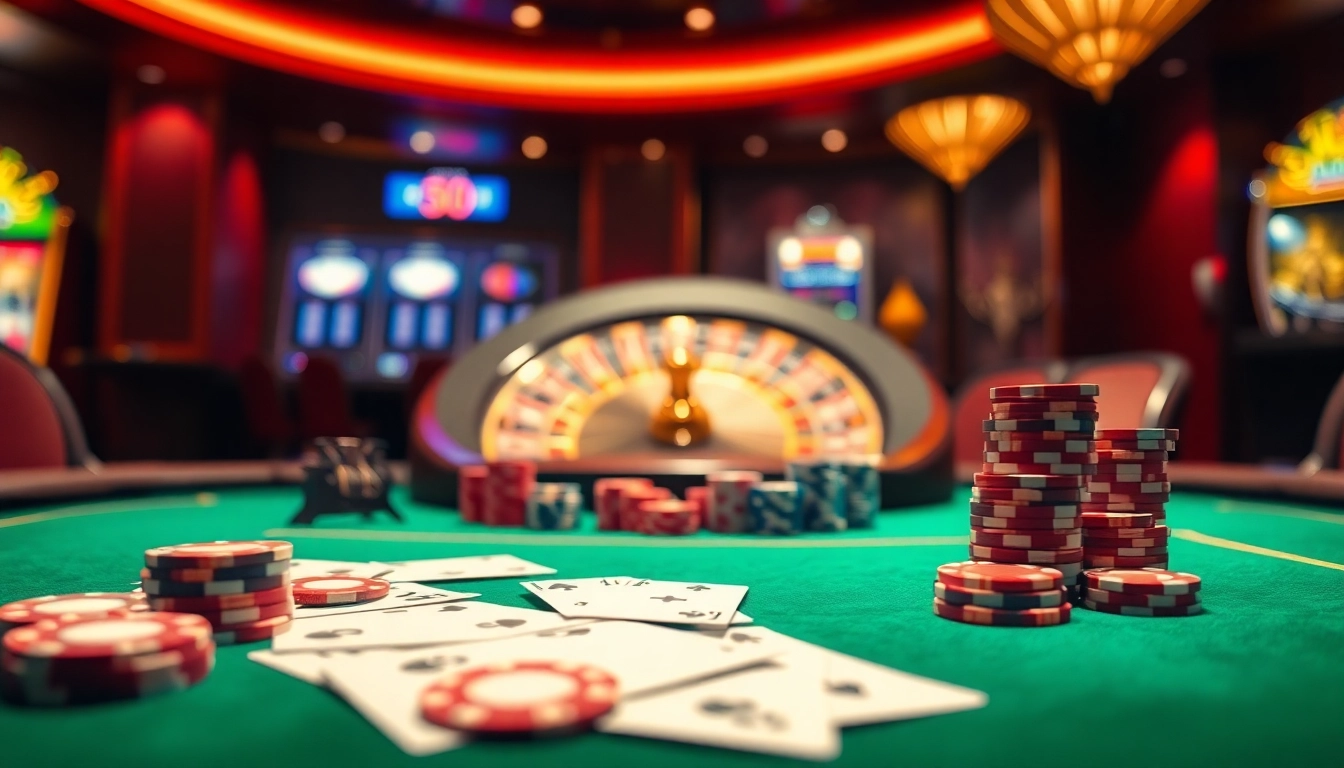 Experience high-stakes poker action at ALo789 casino with vibrant chips and cards.