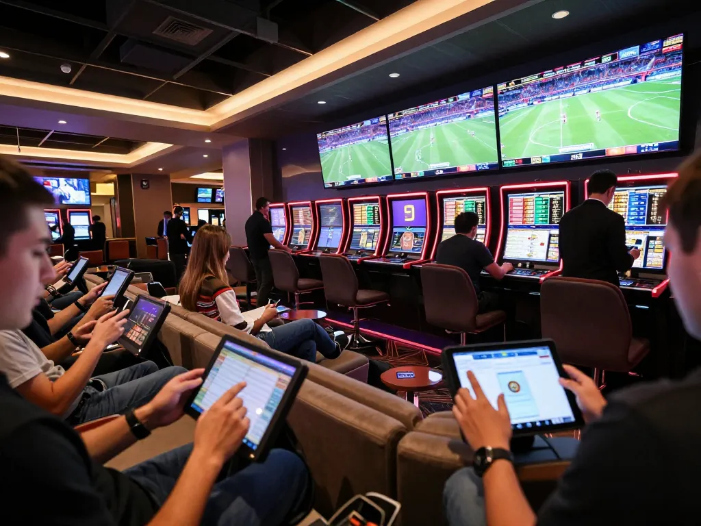 Experience thrilling sports betting excitement at 789WIN in a modern casino lounge