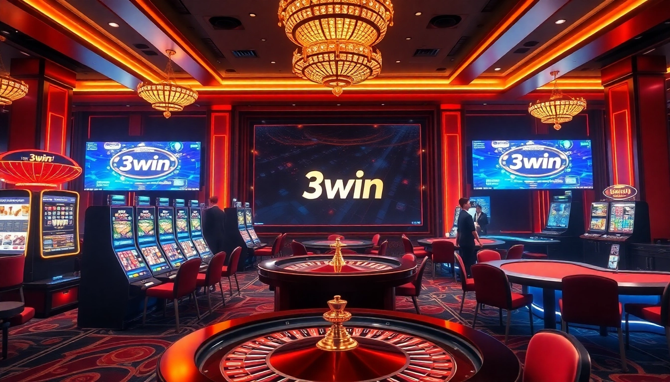Experience thrilling casino action at 3win with stunning roulette wheels and lively slot machines.