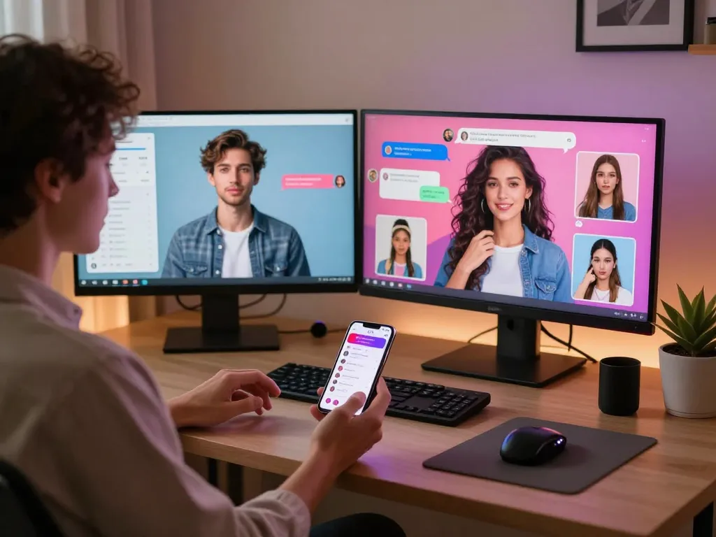 Engaging with crushon AI characters in a vibrant virtual dating environment.