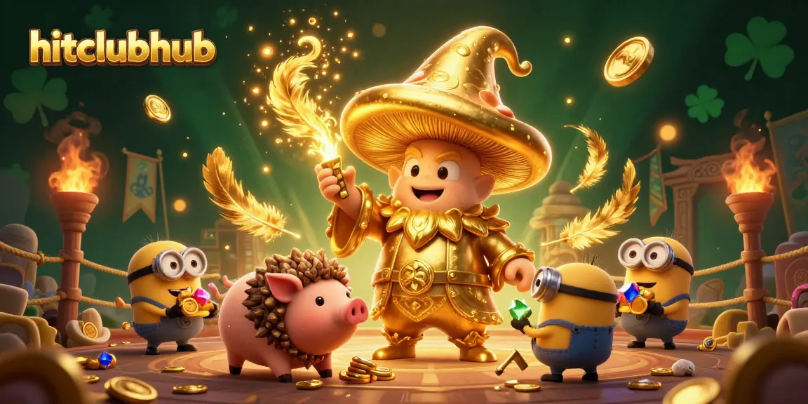 Experience exciting gameplay at hitclubhub, featuring enchanting characters and golden treasures in a vibrant casino scene.