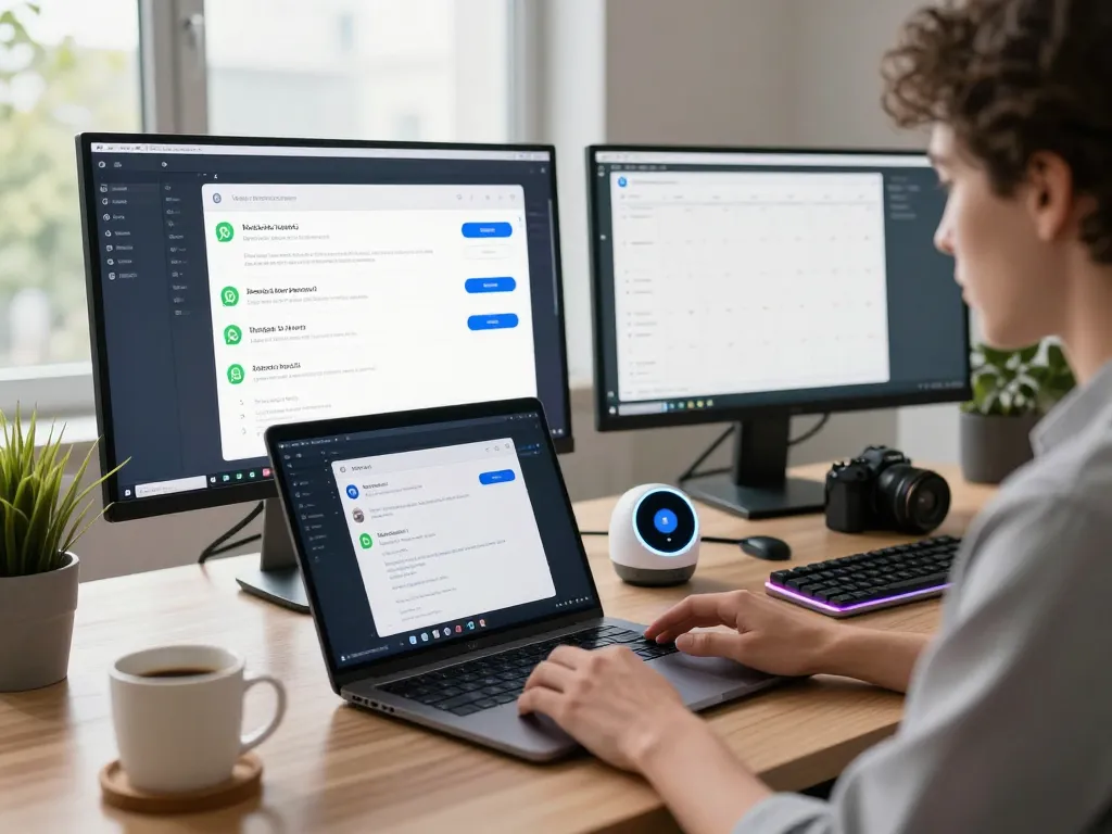 Molt bot personal AI assistant showcased in a modern workspace with messaging apps and task automation features
