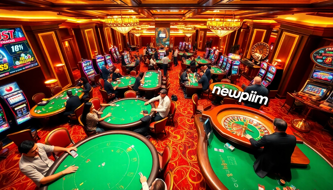 Exciting casino scene with players enjoying games, highlighting the vibrant newphim gaming experience.