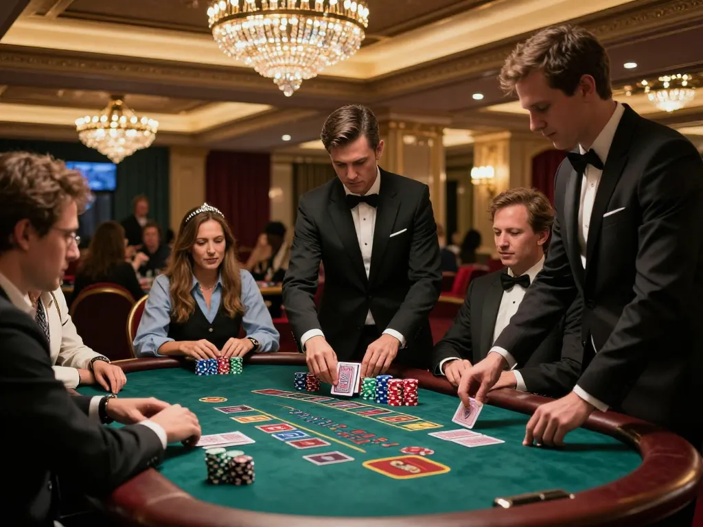 GO99 blackjack table action with dealer dealing cards and players concentrated on their game