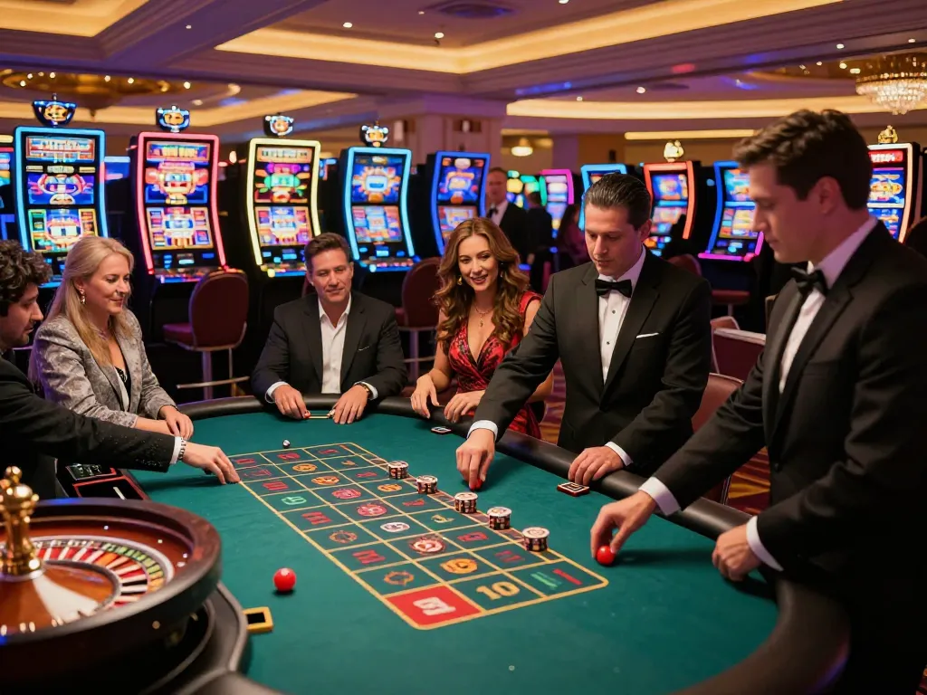 Players engaging with the MM88 roulette table during a thrilling casino night in Las Vegas