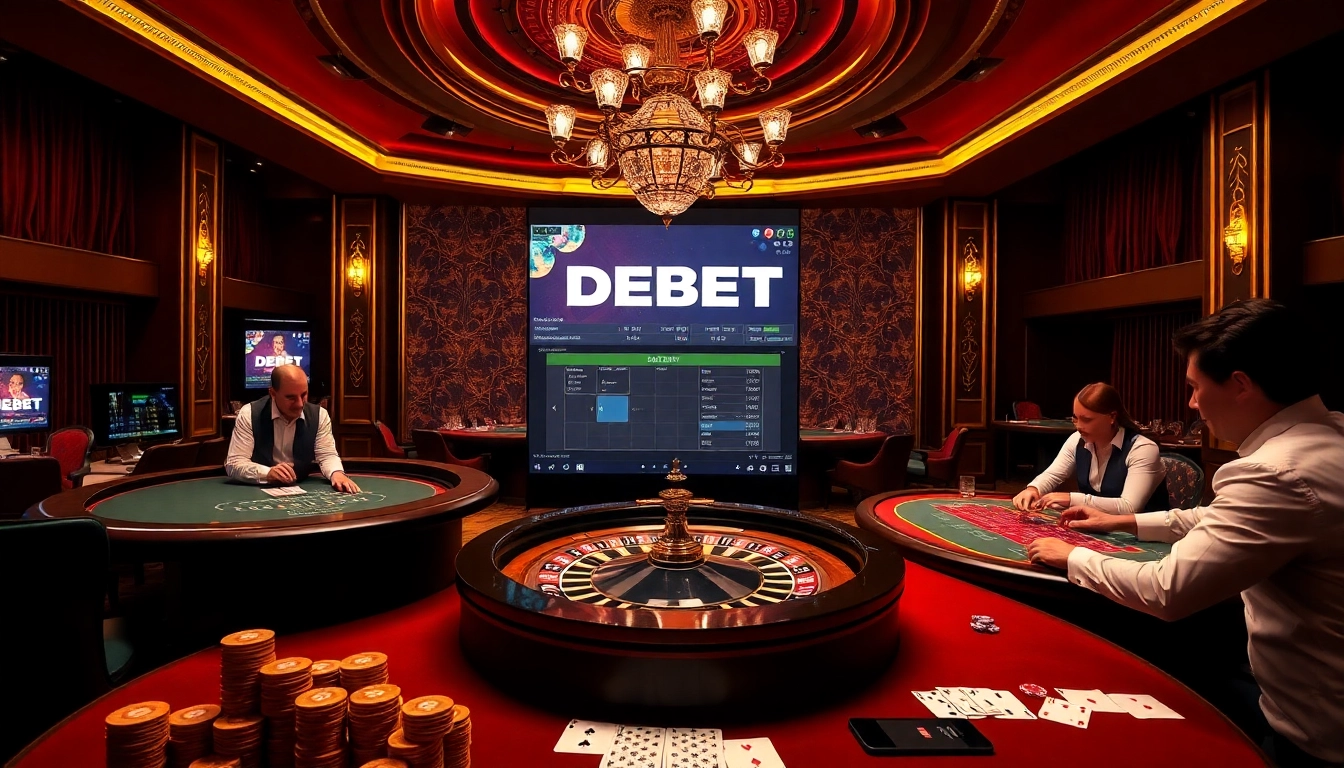 Experience thrilling high-stakes action at https://debet2.app/ with dynamic casino visuals featuring roulette and poker.