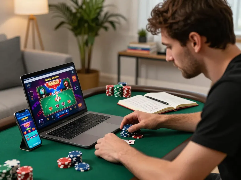 Player engaging in an exciting game on NK88's online poker app, demonstrating strategic gameplay.