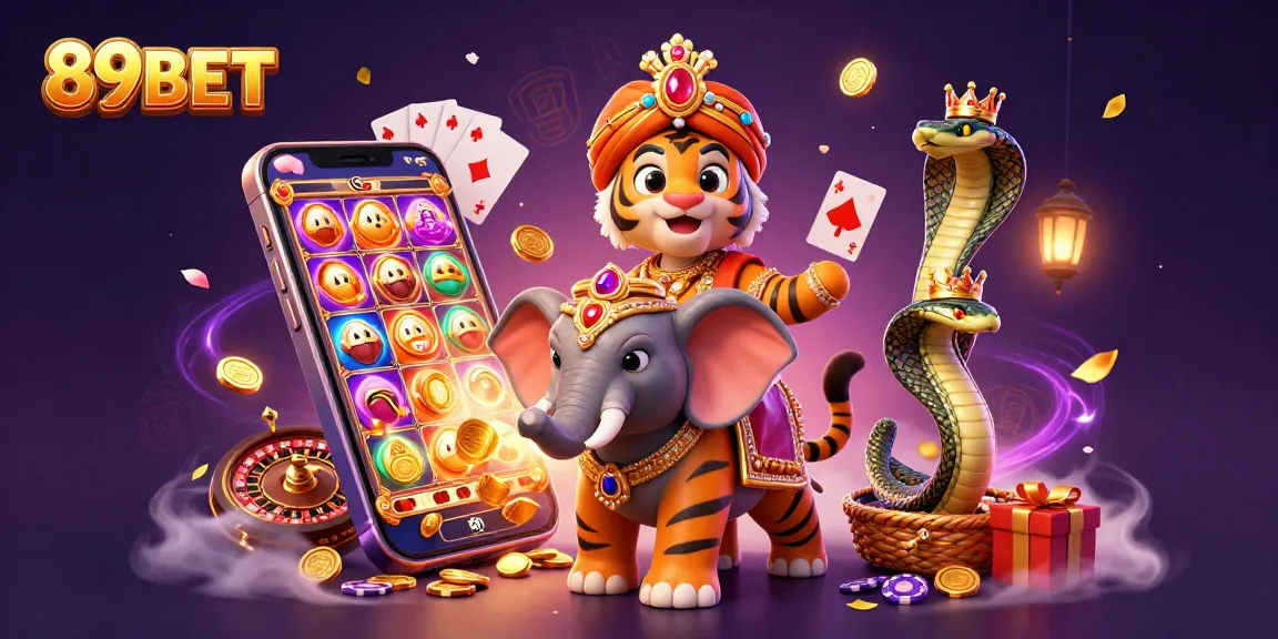 89BET players enjoy thrilling gaming with a colorful 3D casino illustration featuring dynamic characters and slot games.