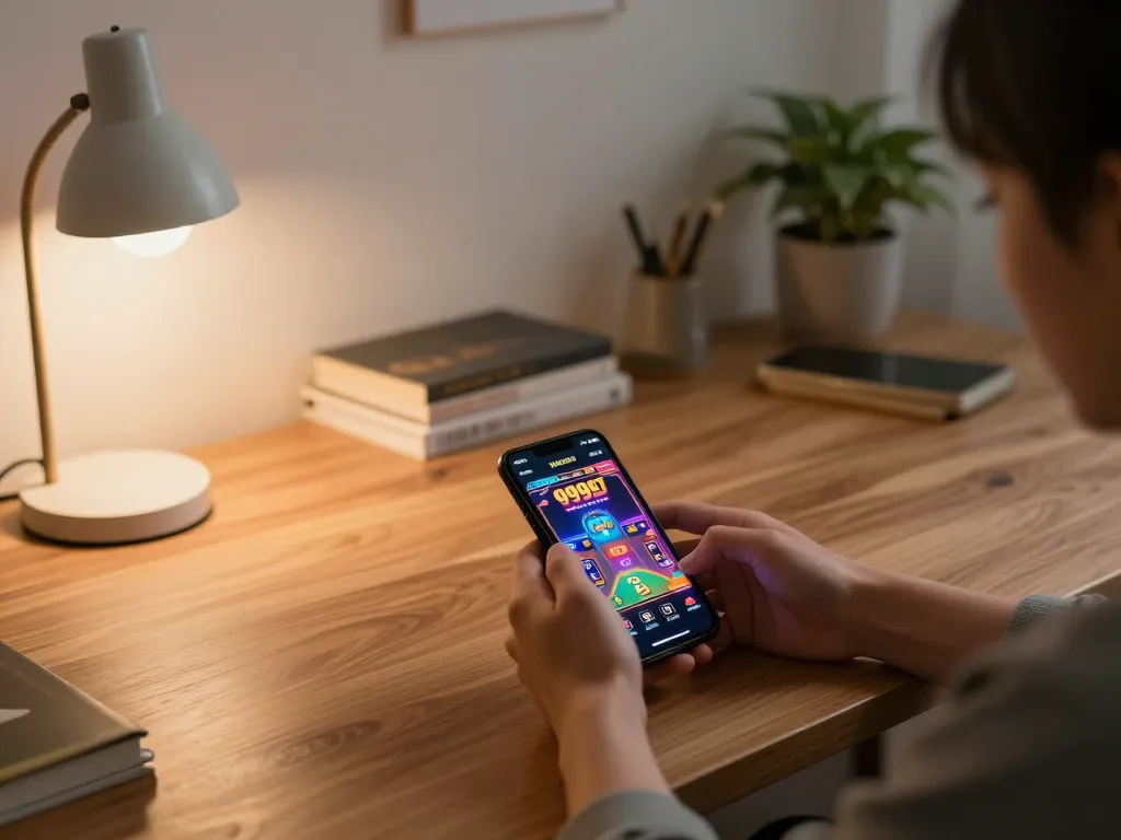 Player using the 999bet app on a smartphone for engaging online gambling experience