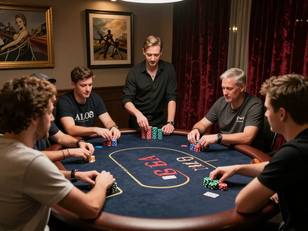 Engaging poker game scene at trang chủ alo8 with players focused on their hands and strategic plays