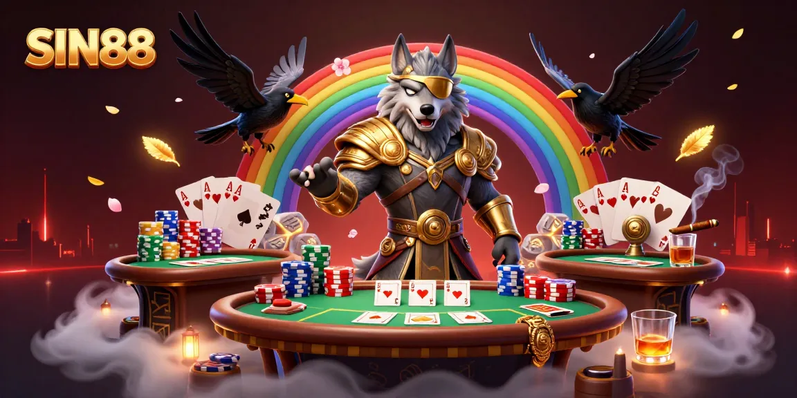 SIN88 features a magical scene with mythological characters in a vibrant casino setting.