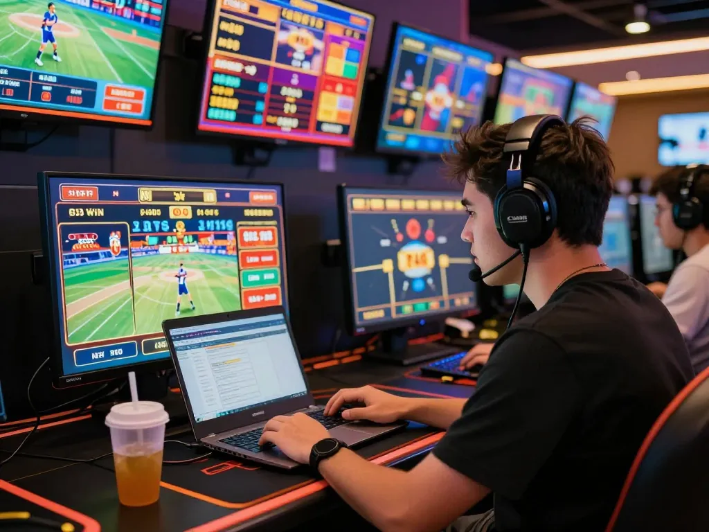 Engaged player enjoying the vibrant experience of 33 win's online betting platform.