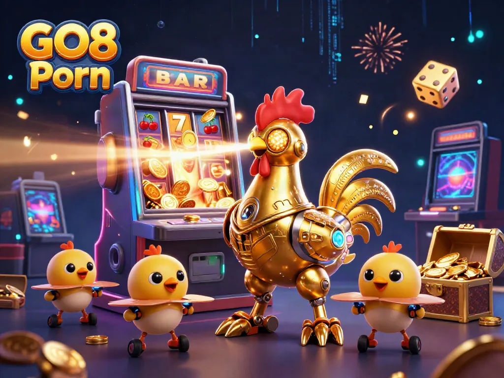 Engage with GO8 Porn's thrilling slot experience featuring a vibrant golden rooster and baby chick drones.