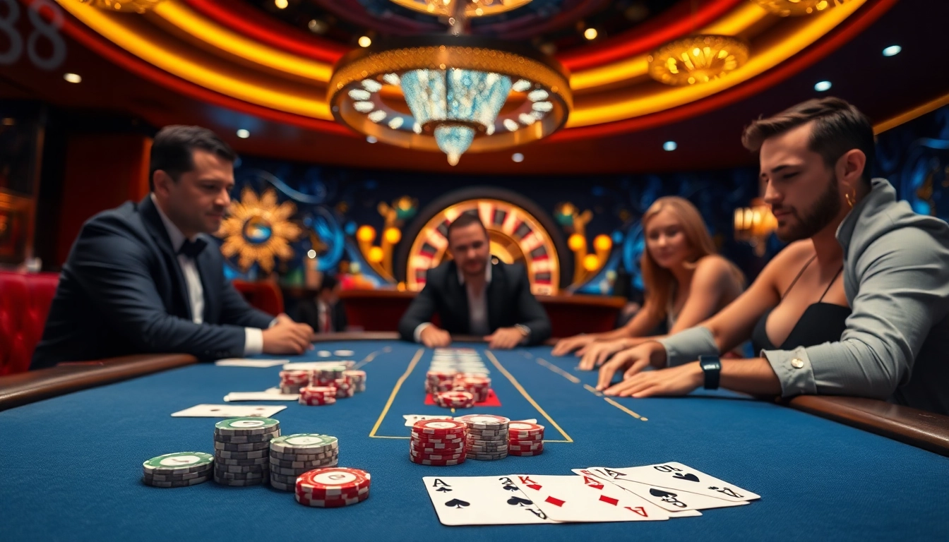 Players enjoying high-stakes blackjack at Fun88 casino, enhancing excitement with luxury.