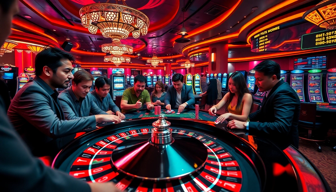 Experience thrilling casino action with chotruyen players engaged at the poker table.