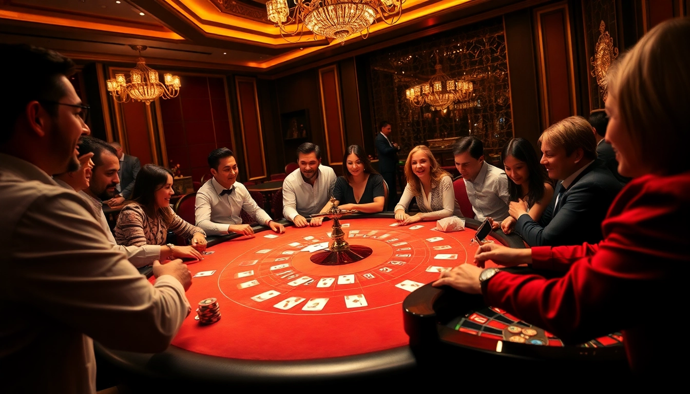 Experience the excitement of KU88 COM at a luxurious casino poker table with eager players and chips.