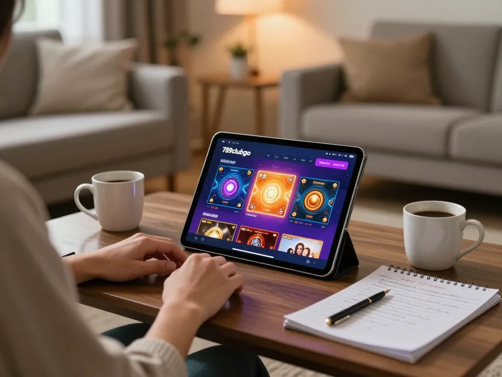Enjoying gameplay on the 789clubgo app in a cozy living room setting, highlighting mobile gaming experience