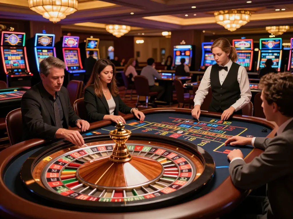 Players enjoy an exciting roulette game at pg88 casino, showcasing vibrant atmosphere and engaging gameplay.