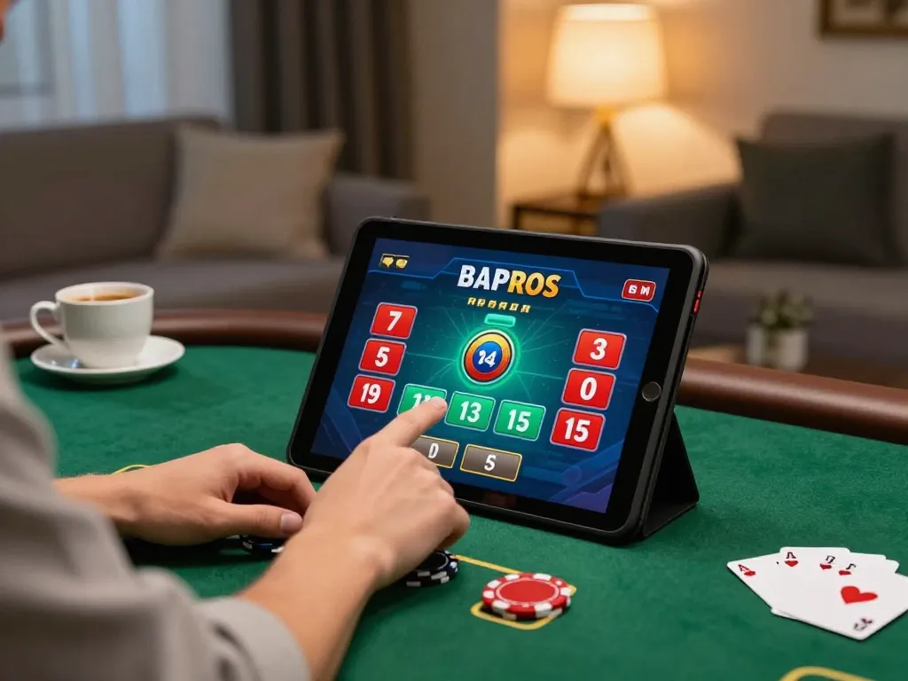 Engaged player strategizing in the Liên minh ATQ online poker game on a tablet in cozy living space.