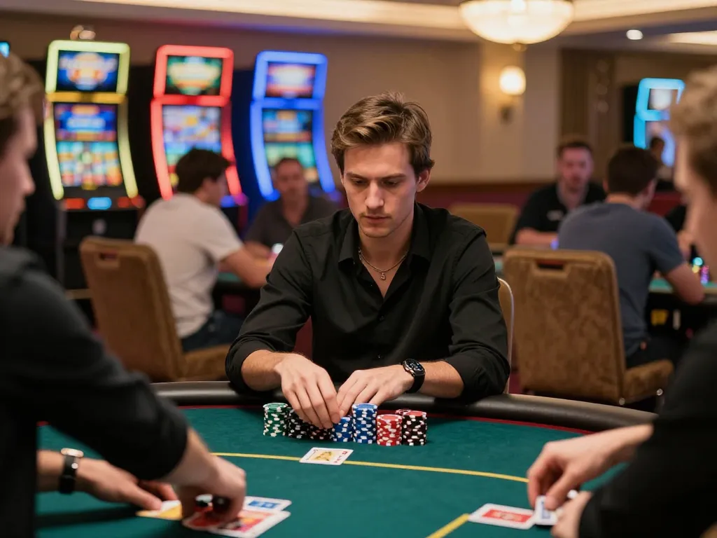 Engage with sunwin20 while playing poker at a high-stakes table in a luxurious casino.