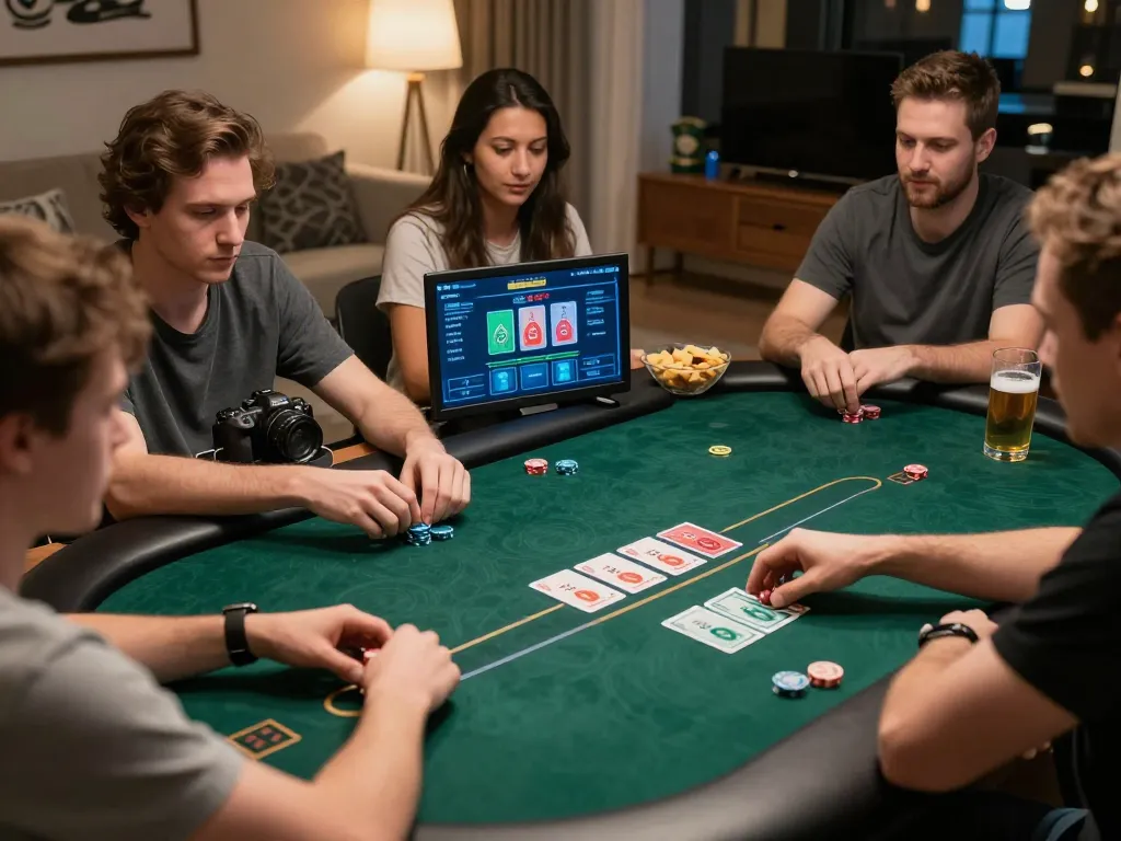 Players enjoying online poker at home through KU3933 platform, showcasing strategy and engagement.
