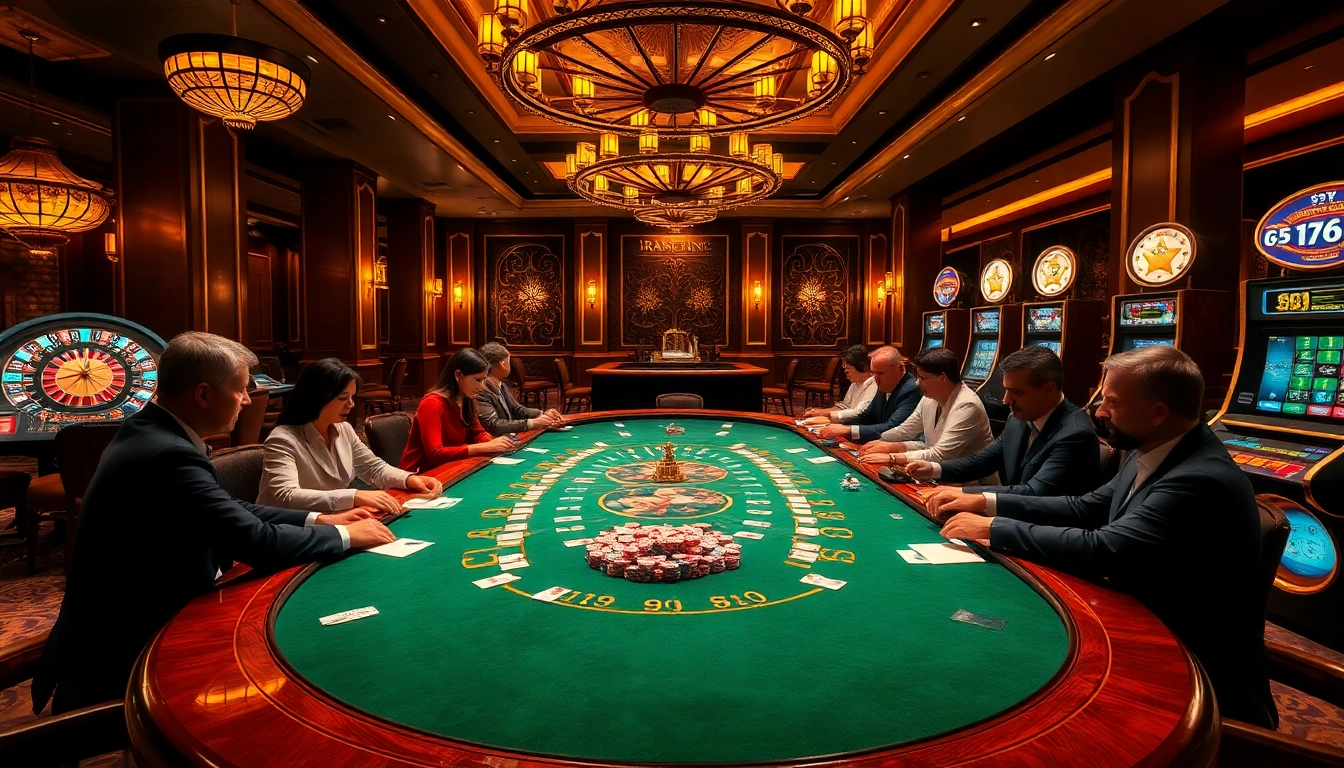 Engage with the exhilarating atmosphere of pg 88's vibrant casino scene, featuring poker tables and roulette wheels.