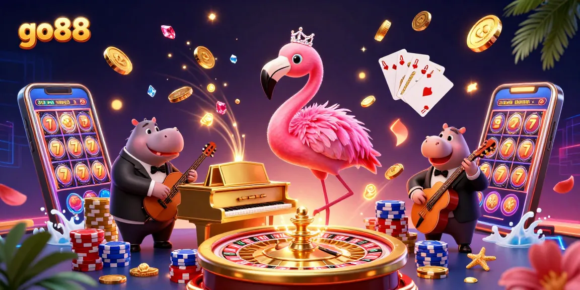 Experience go88's vibrant casino atmosphere with lively characters and dynamic game elements.