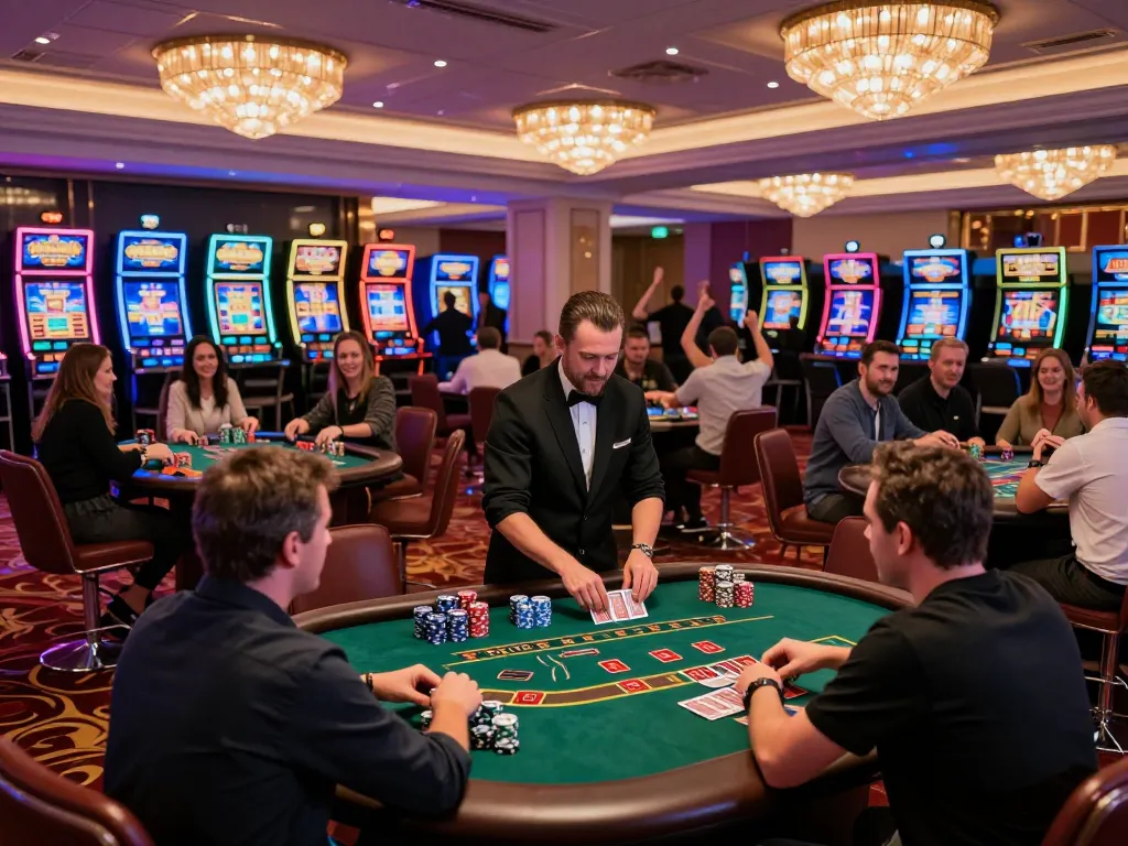 Players enjoying intense blackjack at TR88 casino, showcasing excitement and engagement in a vibrant atmosphere.