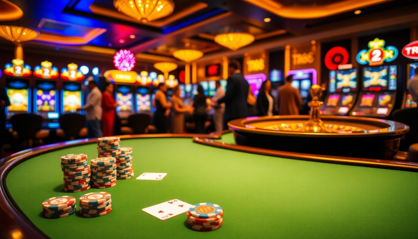 Experience the thrill of TR88 with vibrant poker games and exciting slot machines.