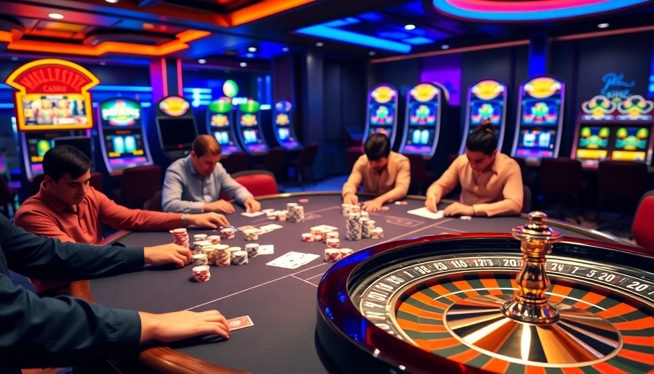An exciting card game at km1888b casino, showcasing vibrant poker chips and cards.