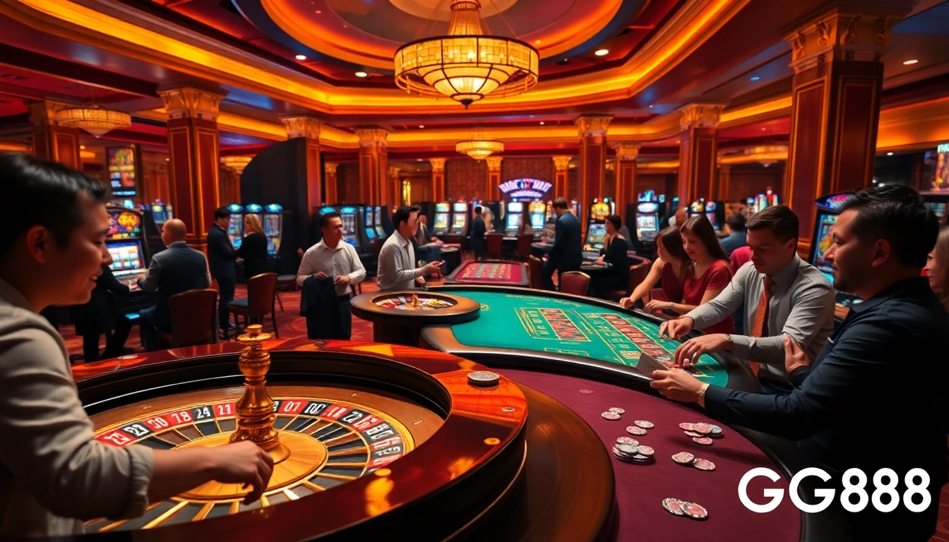 Experience high-stakes gaming at trang chủ gg88 with luxurious tables and vibrant slot machines.