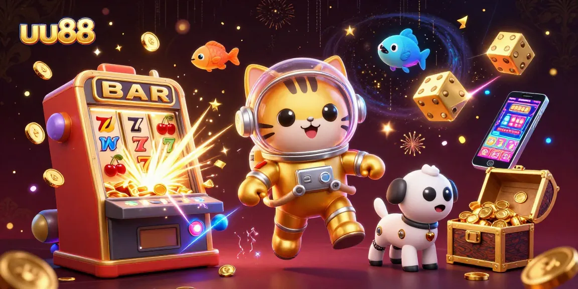 Experience thrilling action with uu88's vibrant gaming scene featuring dynamic characters and explosive casino elements.