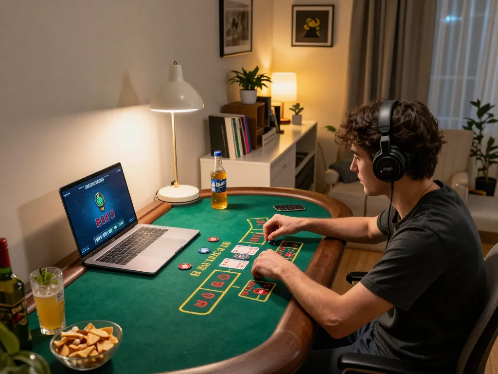Player celebrating a win while gaming on king88 online casino at home in a cozy setup