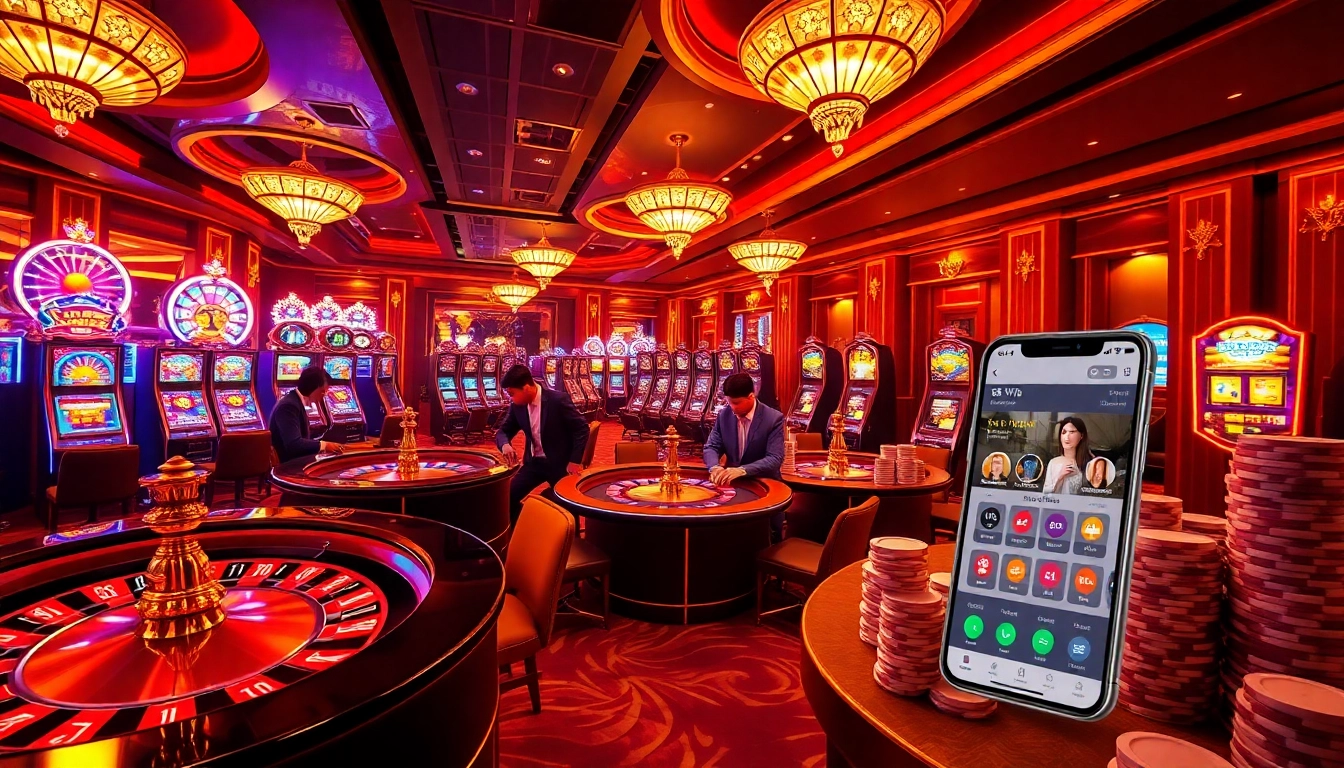Tải App Nhà Cái 68VIP on a vibrant casino table with engaged gamblers and luxury elements.