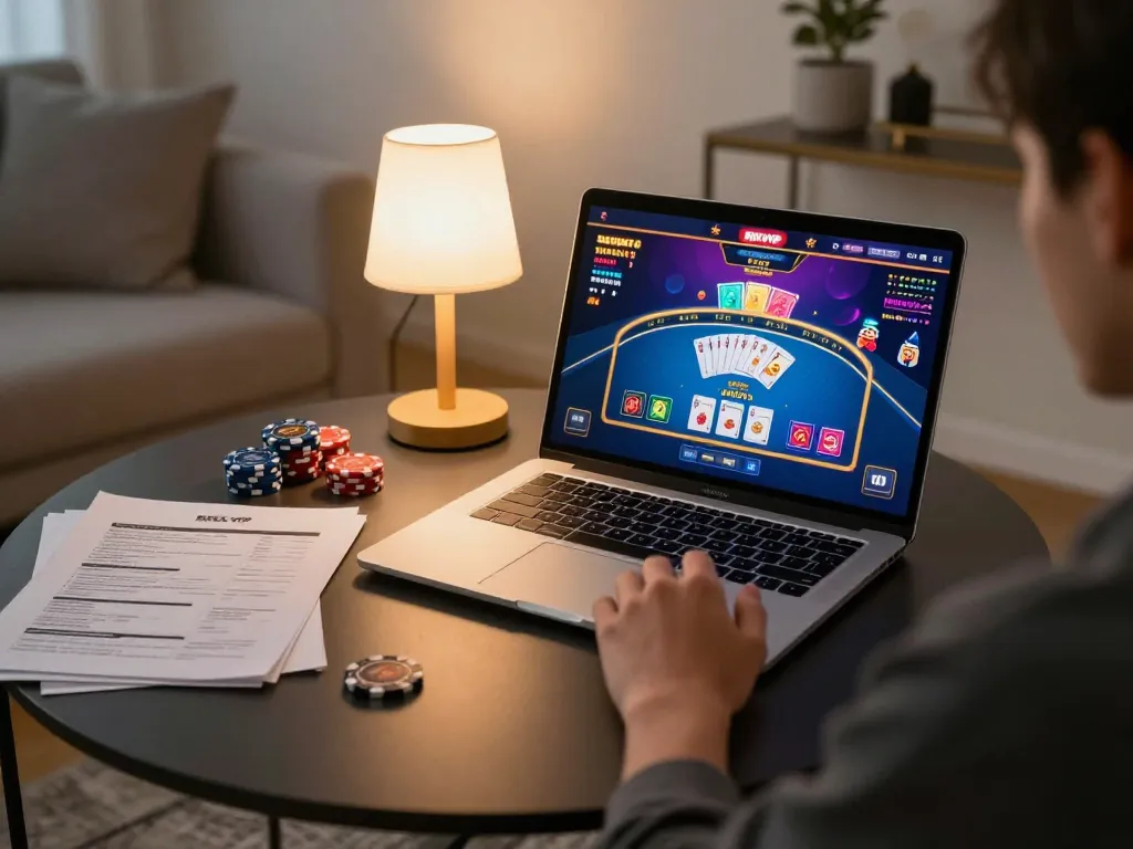 Engaging gameplay on RIKVIP platform in a cozy living room setup