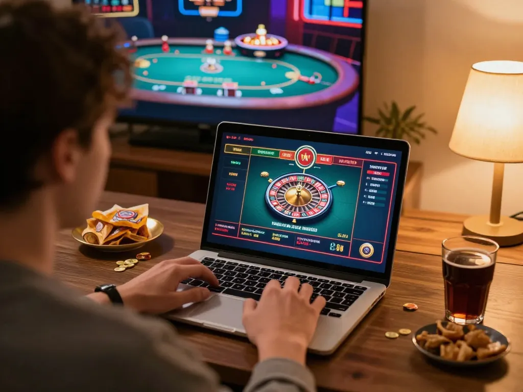 Engaging gameplay at home with sky88 online casino on laptop, showcasing a live roulette game.